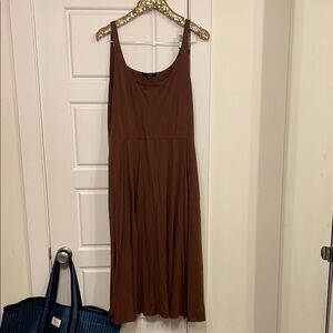 Quince Brown jersey midi Sleeveless Dress XL